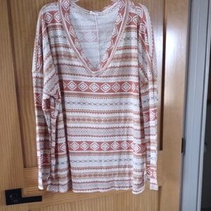 First Love Textured Knit Top in Cream and Rust